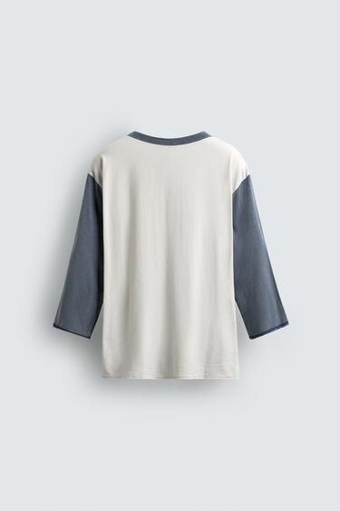 T-SHIRT COLOR BLOCK COL BOUTONNÉ - Écru de Zara - Image 7