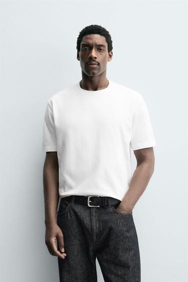 T-SHIRT HEAVYWEIGHT À MANCHES COURTES - Blanc de Zara - Image 1