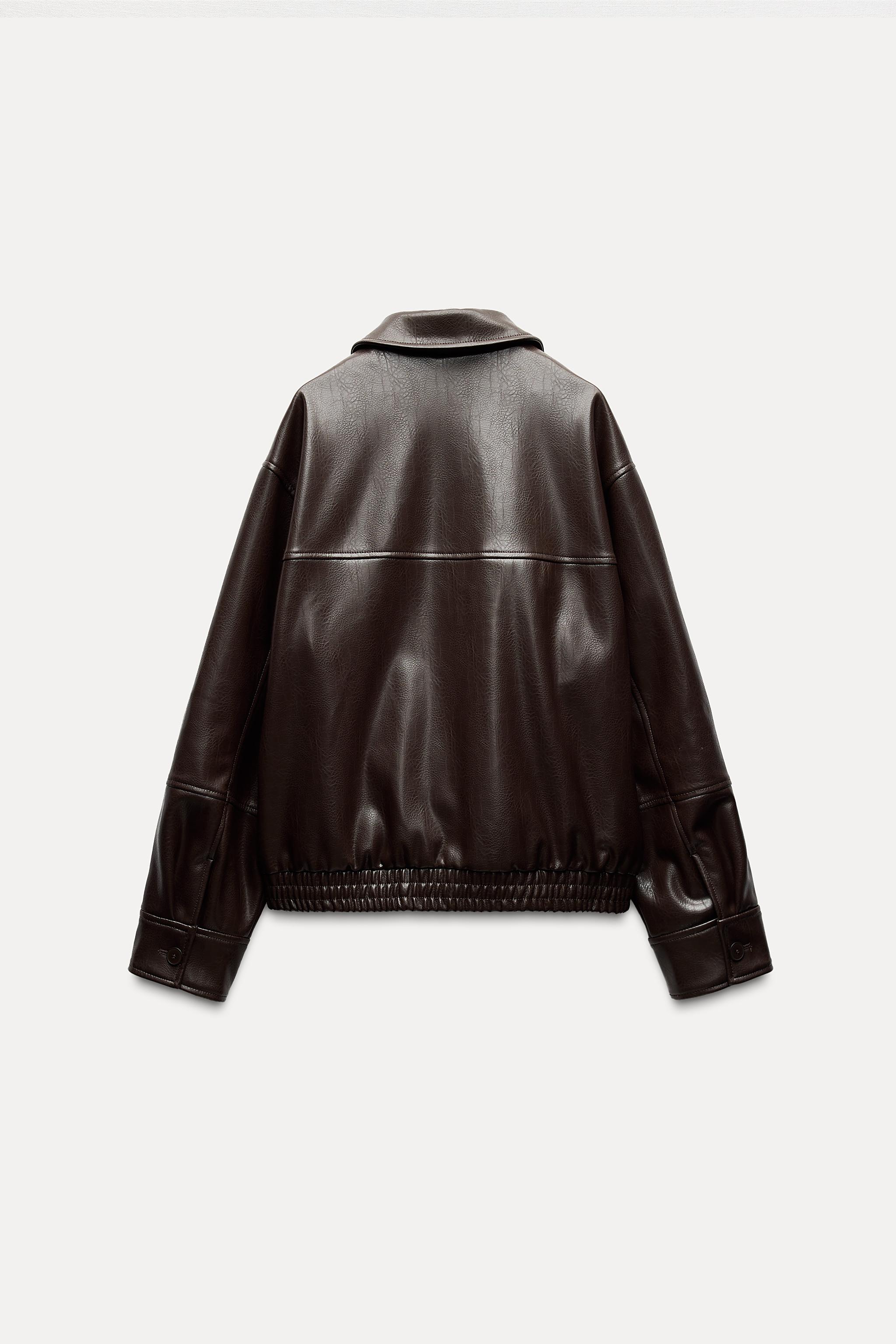 LEATHER EFFECT BOMBER JACKET