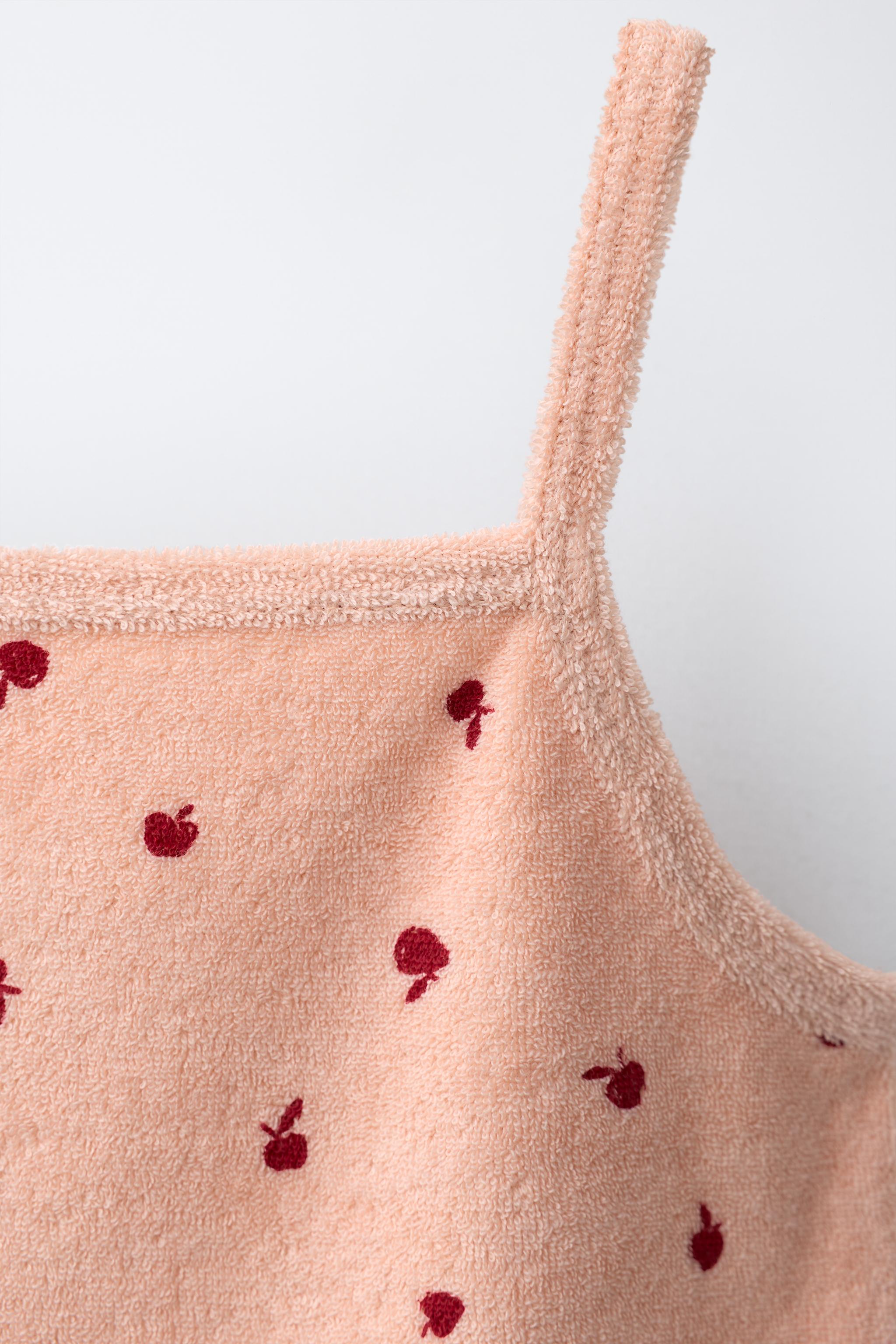 ENSEMBLE T-SHIRT ET BERMUDA CERISES EFFET ÉPONGE