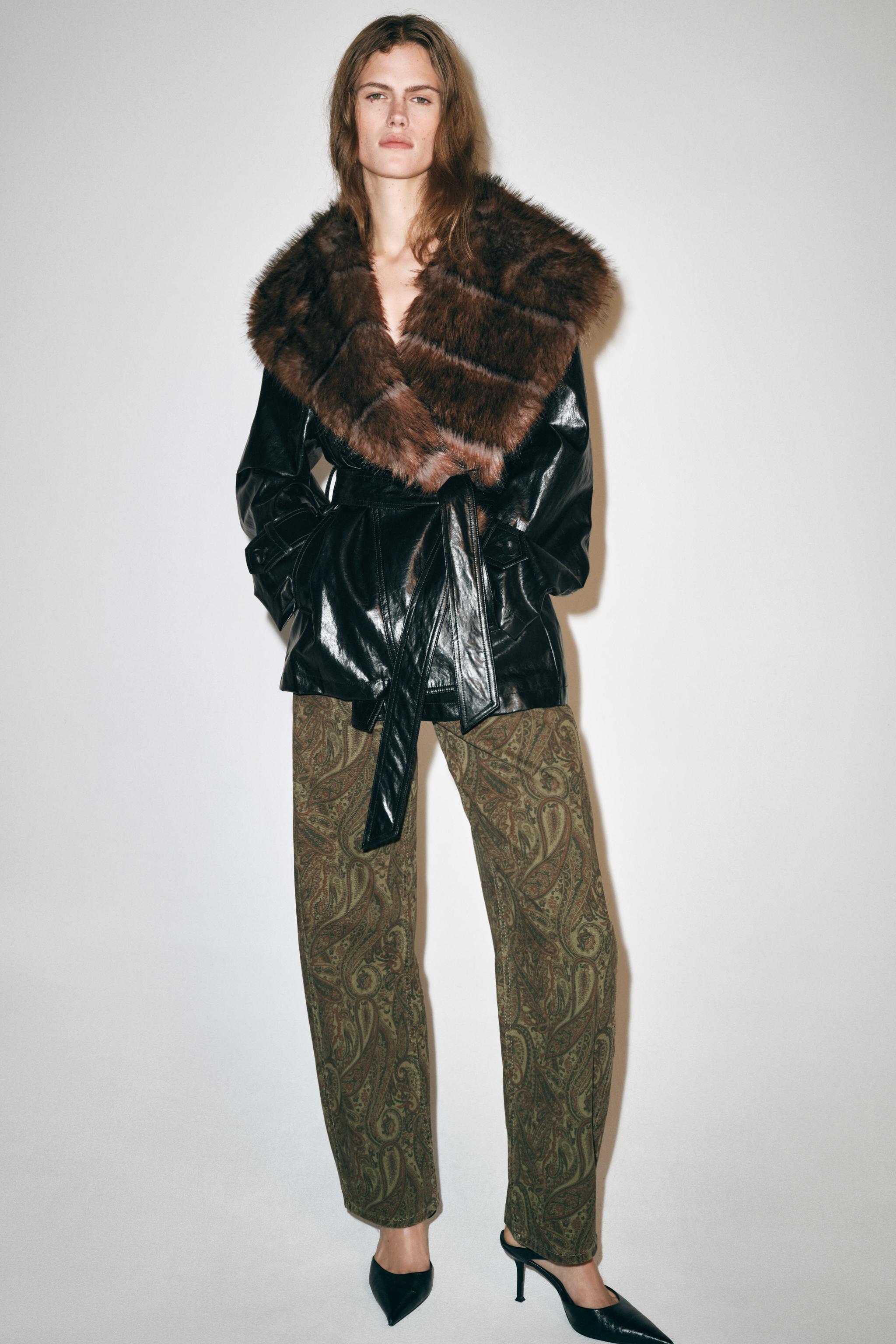 ZW COLLECTION FAUX LEATHER TRENCH COAT
