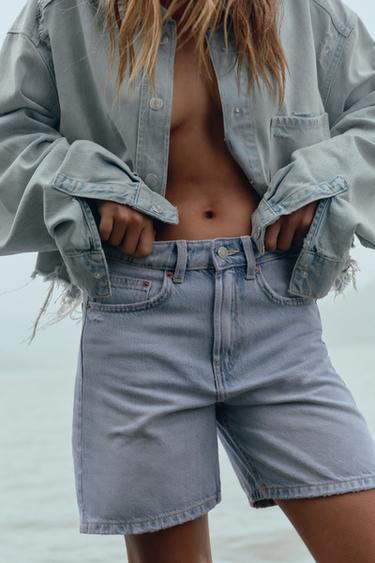 DENIM-BERMUDASHORTS MIT MITTELHOHEM BUND – TRF - Hellblau von Zara