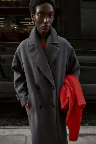 ÁO KHOÁC OVERSIZE MỀM MẠI - Màu xám từ Zara