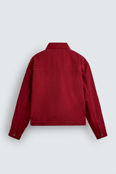 Zara BOXY FIT FIREMAN CLASP JACKET - Red / Black