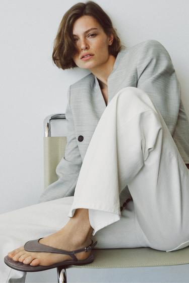 LIMITED EDITION FLAT LEATHER SANDALS - Grey by Zara