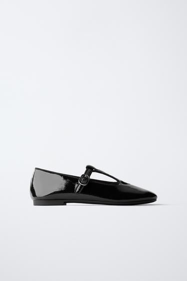 T-BAR BALLERINA SHOES WITH HEART DETAIL - Black by Zara - Image 0