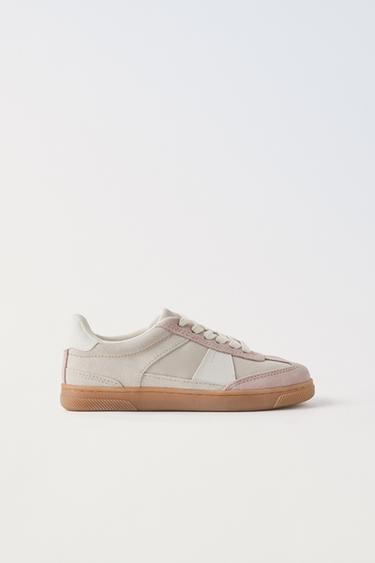 SPLIT SUEDE LEATHER SNEAKERS - Pink by Zara