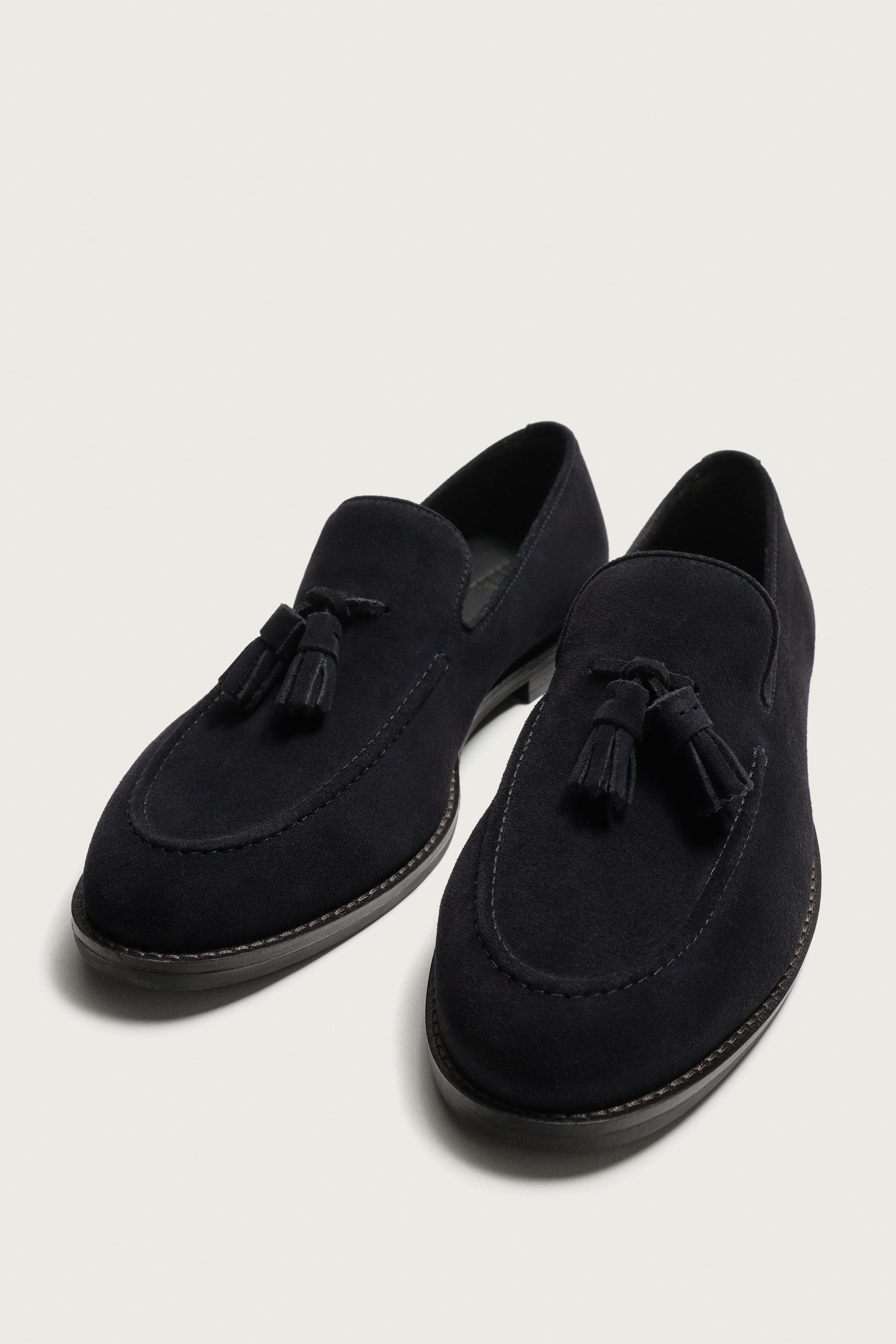 Мужские туфли Zara TASSELED LEATHER LOAFERS — фото 5