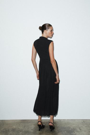 ROBE LONGUE AVEC TULLE - Noir de Zara - Image 3