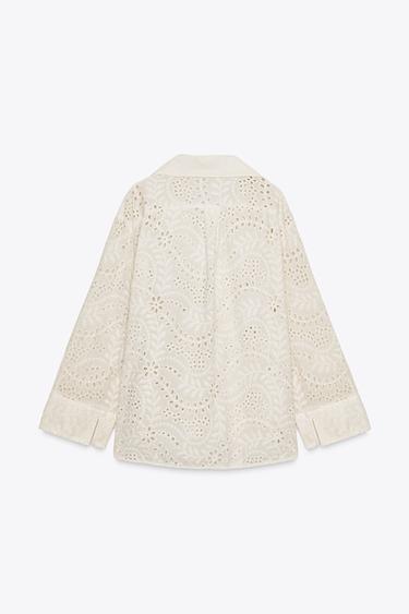 ZW COLLECTION SHIRT WITH CUTWORK EMBROIDERY - camel by Zara - Image 5