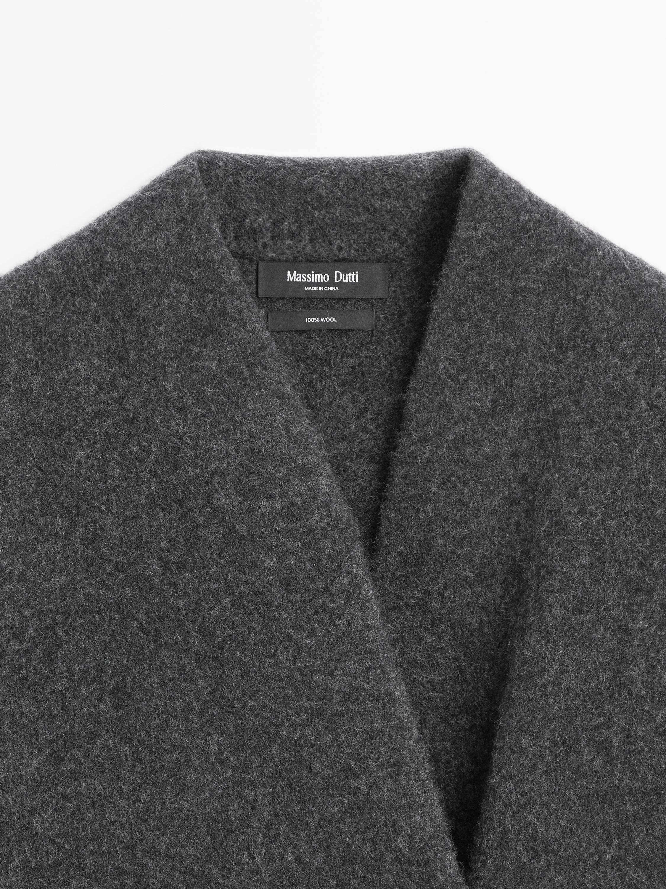 Long double-breasted wool cardigan