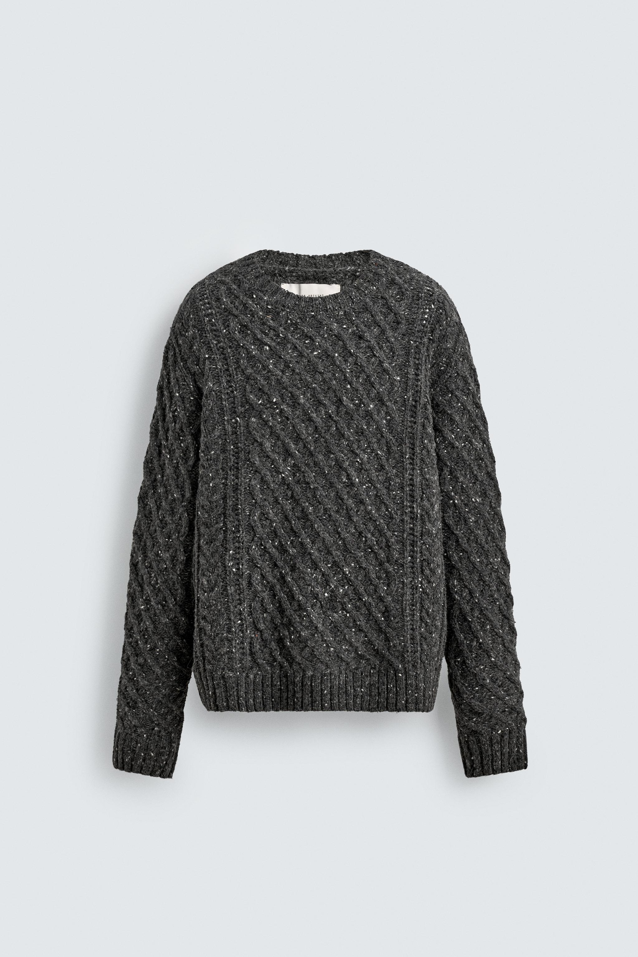 100% WOOL CABLE-KNIT JUMPER WITH SPECKLES