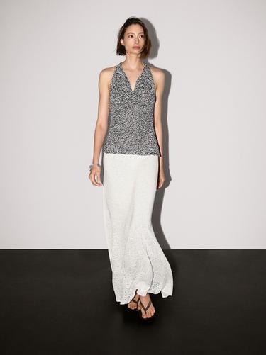 Zara Draped knit top with flecked detail - Dark straw - Image 0