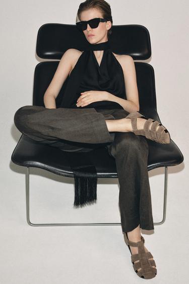 SUEDE CAGE SANDALS - Sand Brown by Zara - Image 1