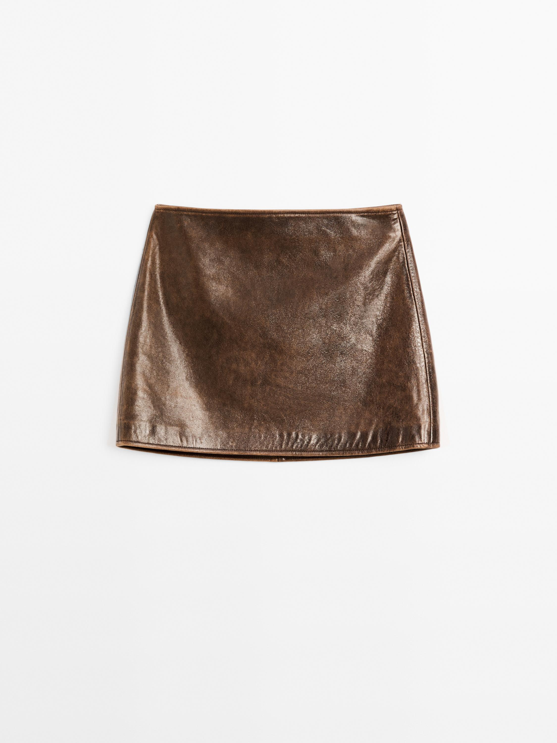 Minijupe en cuir nappa