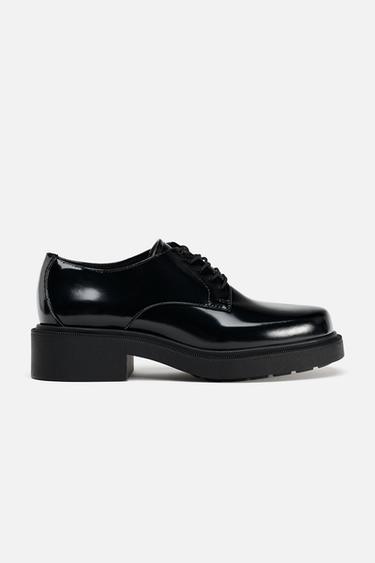 Zara LACE-UP PENNY LOAFERS - Black