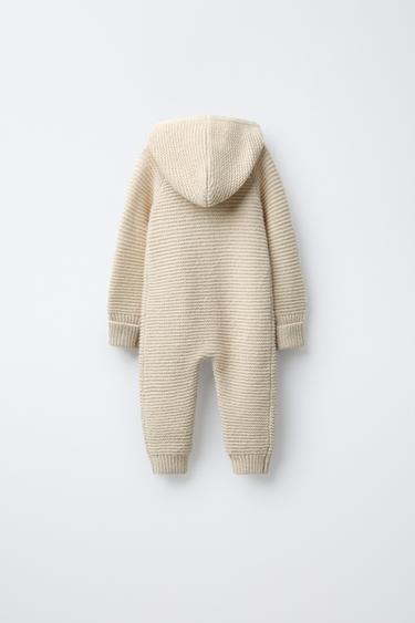 COMBINAISON LONGUE EN MAILLE ÉPAISSE À CAPUCHE - Beige clair de Zara - Image 1