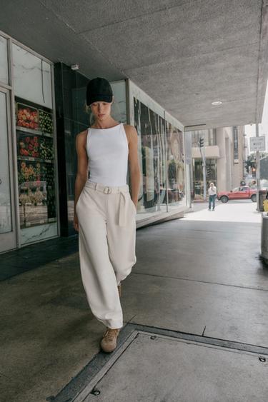Zara HALTER RIB TOP - White