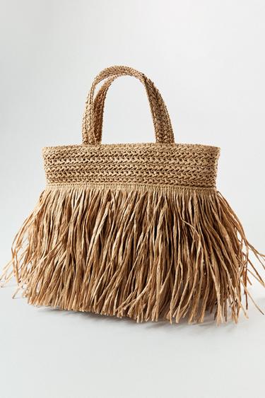 FRINGED HANDBAG - Light beige by Zara