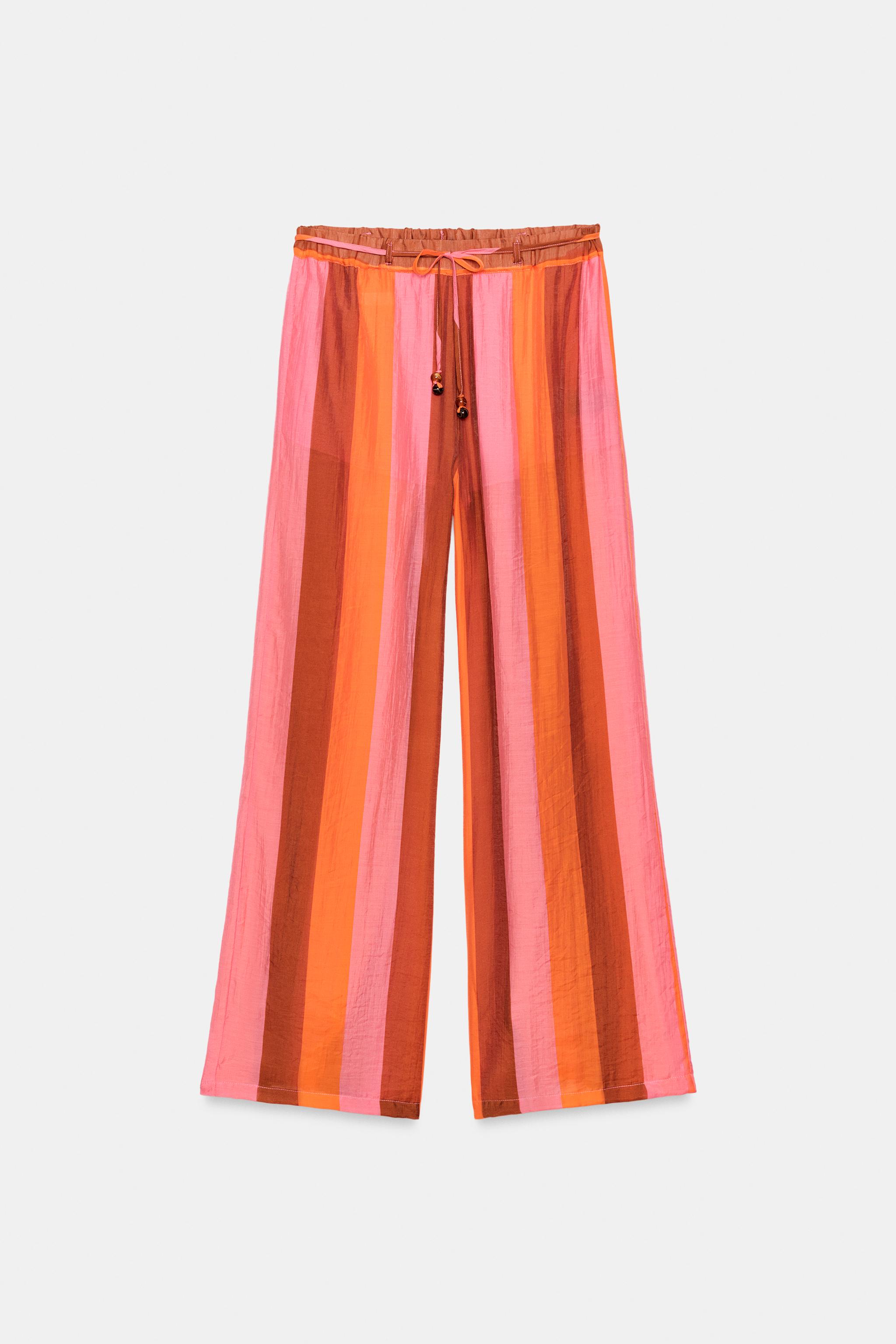 STRIPED WIDE LEG PANTS
