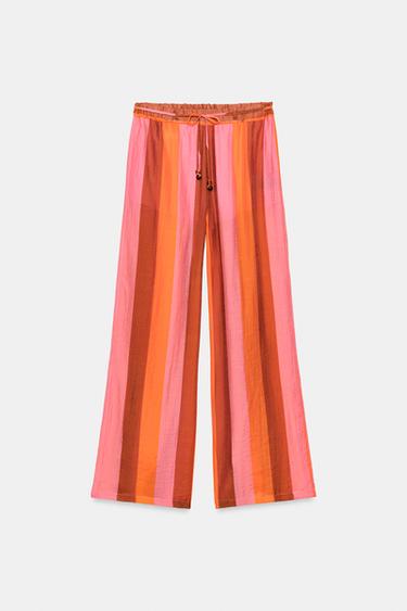 PANTALON LARGE À RAYURES - Multicolore de Zara - Image 6
