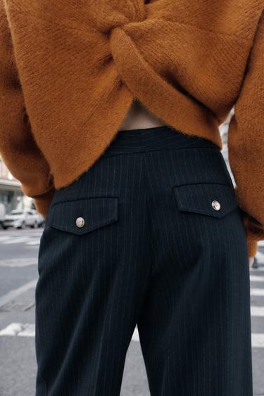 PANTALON LARGE TAILLE HAUTE - rayures de Zara - Image 3