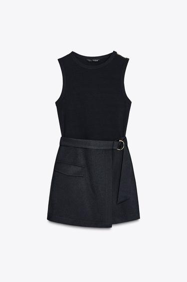 COMBINAISON EN MATIÈRES VARIÉES CEINTURE - Bleu marine de Zara - Image 3