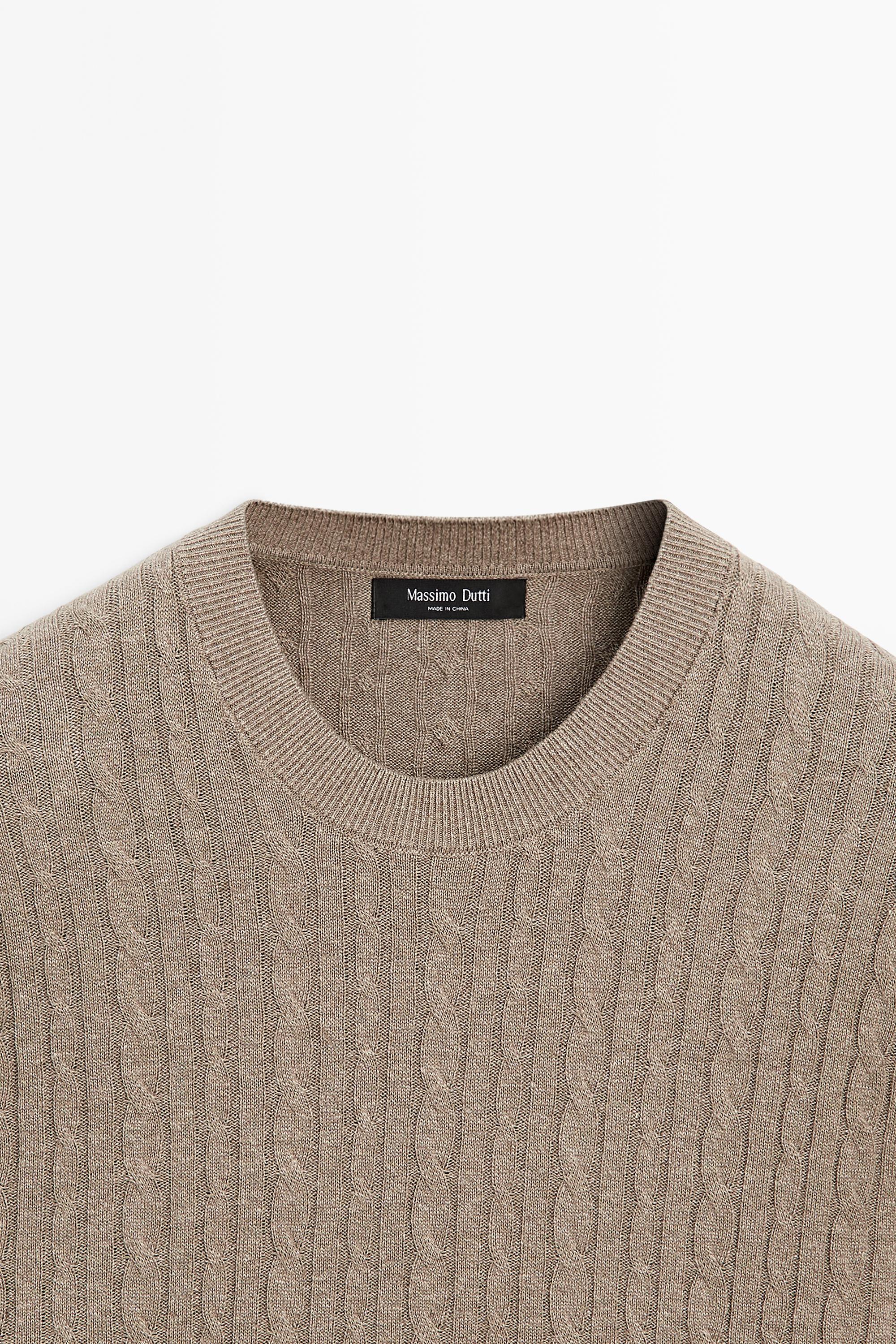 Cotton blend cable-knit sweater