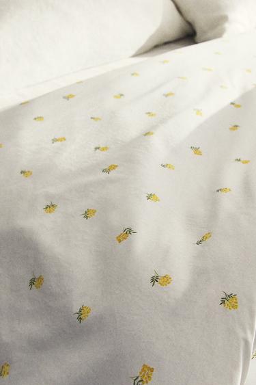 MIMOSA PRINT COTTON DUVET COVER - Oyster-white by Zara