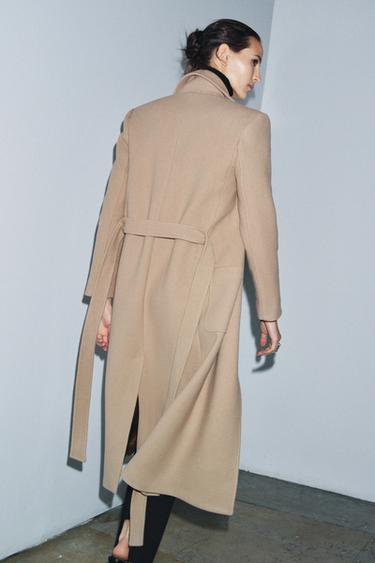 WOOL BLEND BELTED COAT ZW COLLECTION - camel by Zara - Image 2