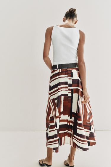 JUPE IMPRIMÉE CEINTURÉE - Multicolore de Zara - Image 4