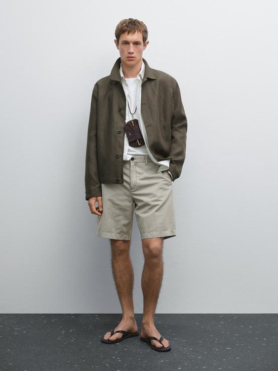 Lightweight linen blend Bermuda shorts