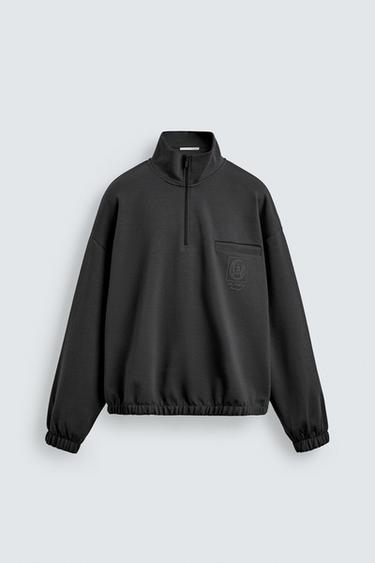 Zara EMBLEM PRINT SWEATSHIRT - Anthracite grey