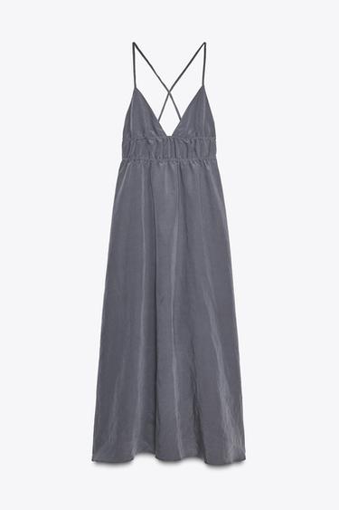 VESTIDO MIDI FLUIDO - Plomo de Zara - Imagen 0