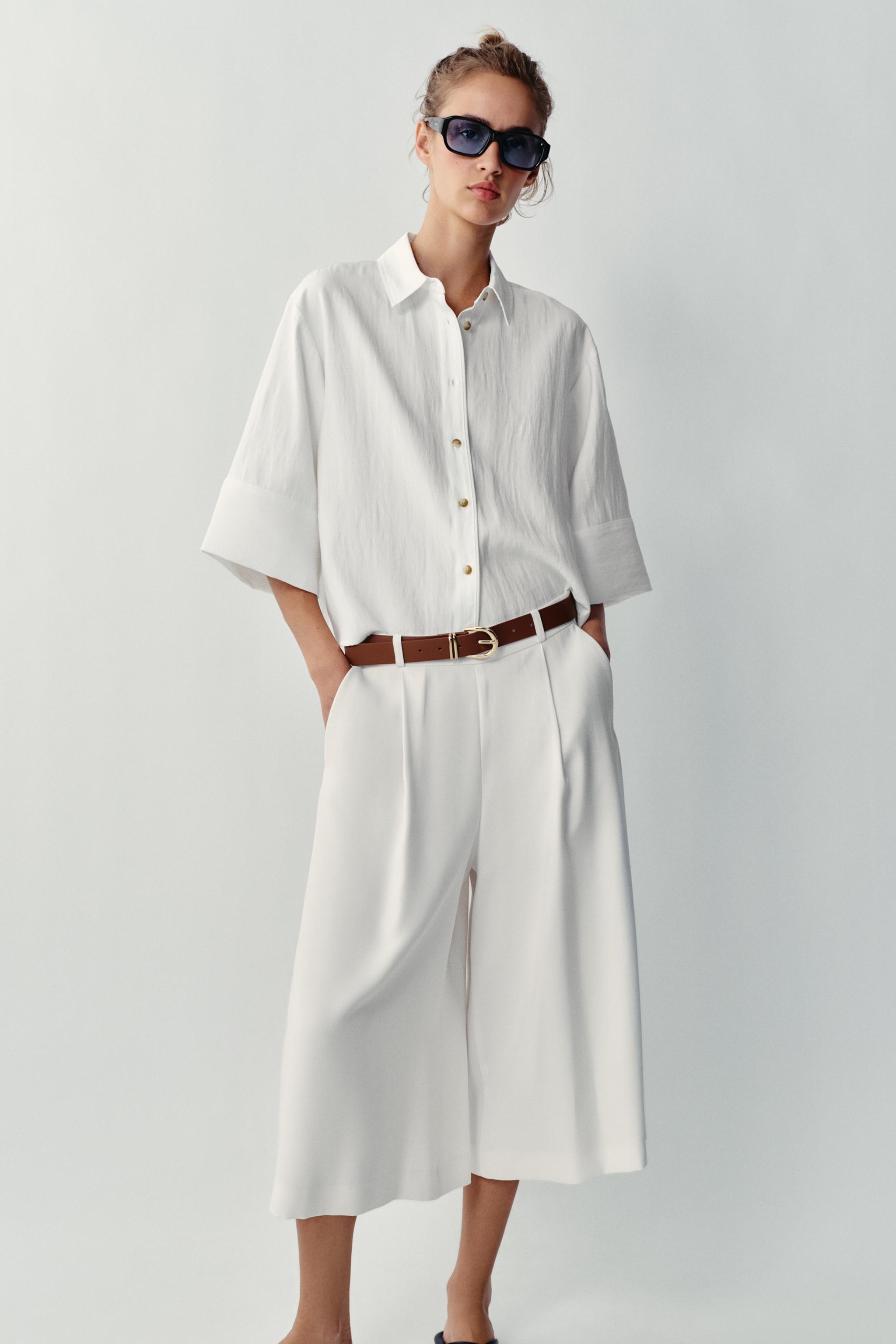 BELTED LONG BERMUDA SHORTS — Oyster-white