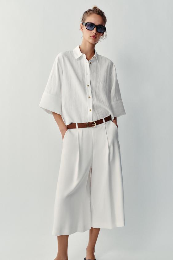 برمودا طويل بحزام - أبيض مكسور الخاص بـ Zara - صورة 0