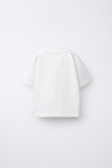 EMBROIDERED T-SHIRT - Ecru by Zara - Image 1