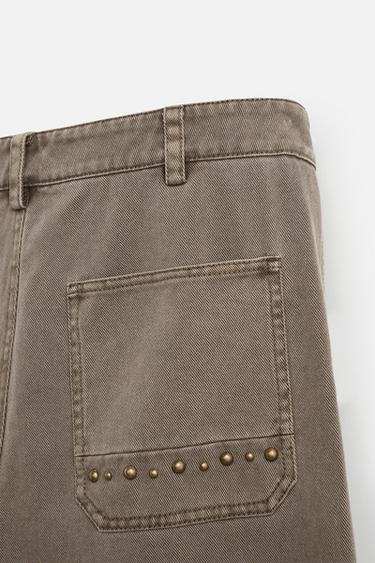 PANTALON RELAXED FIT CLOUS - Beige de Zara - Image 8