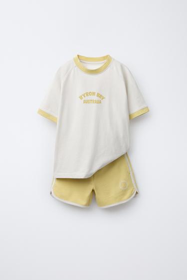 SPORTY T-SHIRT AND BERMUDA SHORTS SET - Yellow by Zara