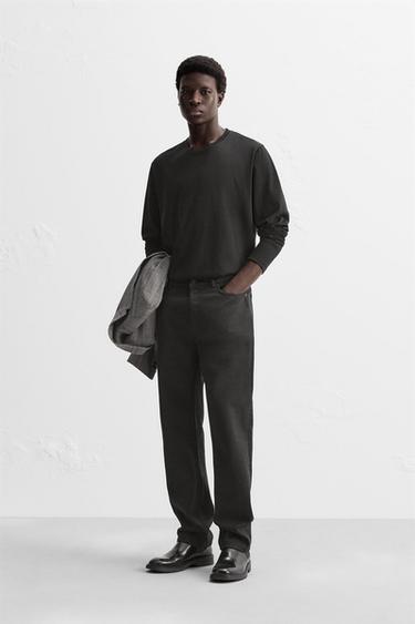 LONG SLEEVE HEAVY WEIGHT T-SHIRT - Black by Zara - Image 0