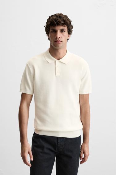 POLO PUNTO ESTRUCTURA - Blanco roto de Zara