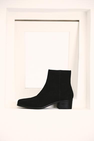 Zara 真皮高跟限量版長靴 - 黑色