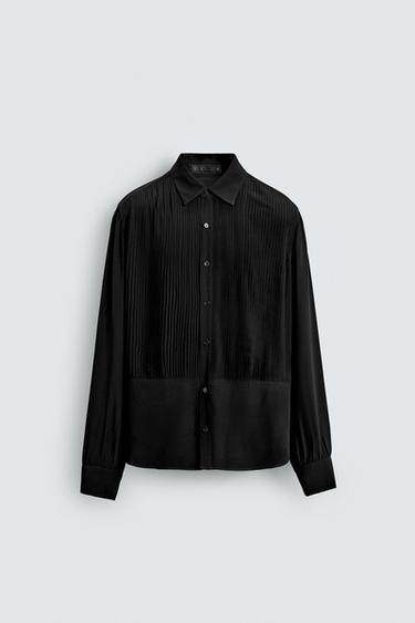 FLOWING SHIRT WITH PINTUCKS - Black by Zara