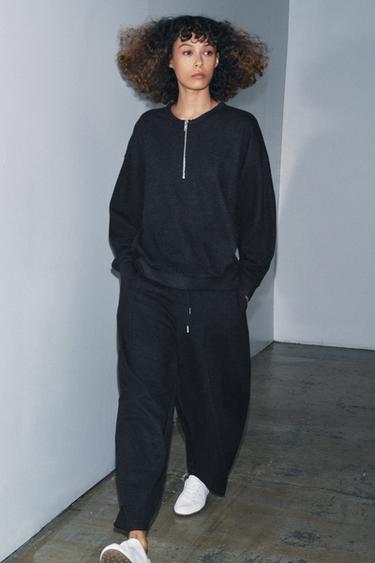 SOFT RIB ZIP-UP SWEATSHIRT - Dark grey by Zara