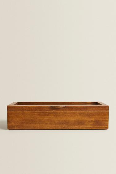 WOODEN AND LINEN WATCH BOX - Brown by Zara