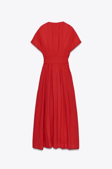 ZW COLLECTION MIDI DARTED DRESS - Red by Zara - Image 6