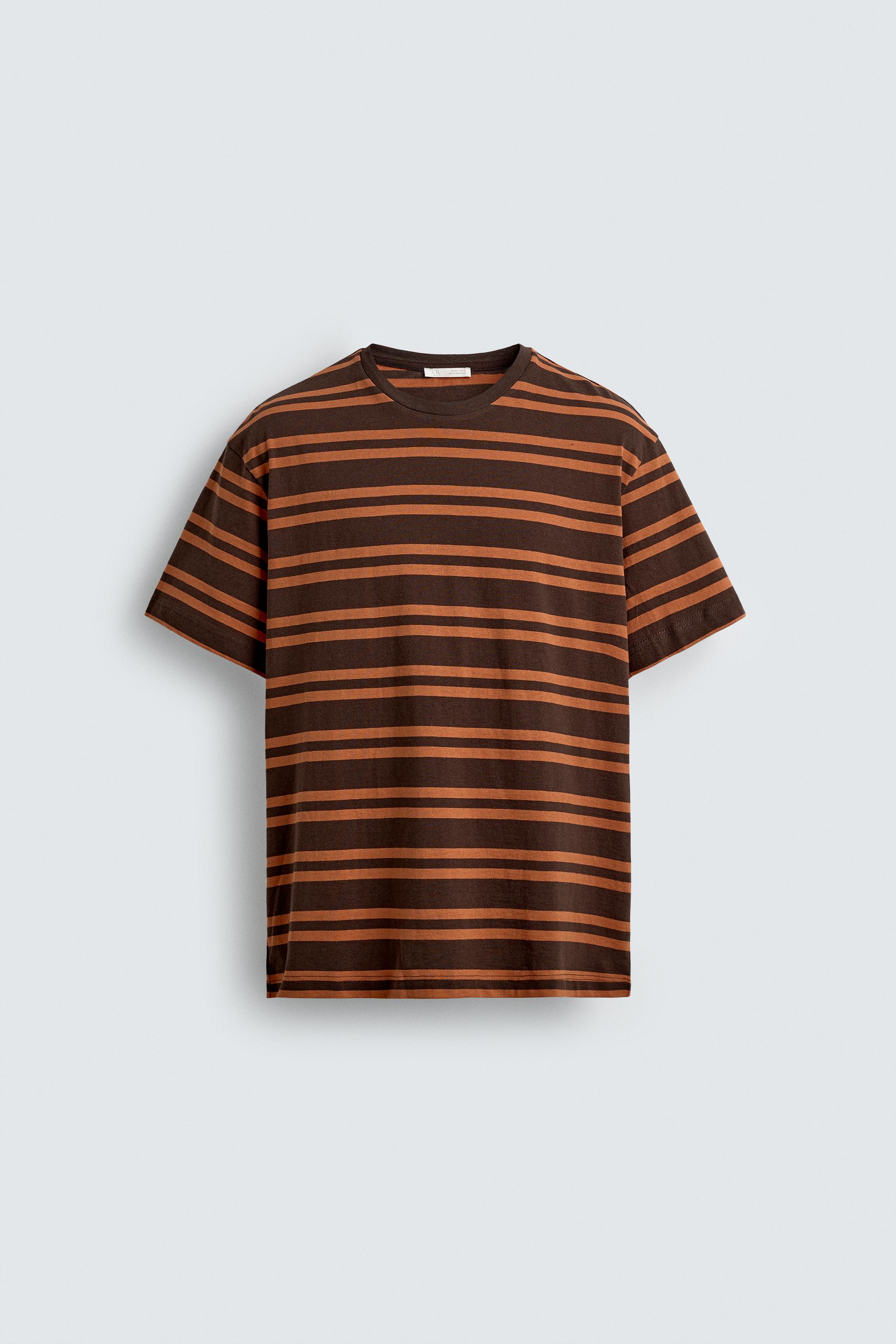 ★ドイツ発*ZARA*新作*STRIPE コントラストパネルTシャツ★ ZARA TIMELESS - STRIPED T-SHIRT WITH CONTRAST TRIM - Ecru