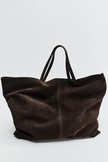 SUEDE MAXI TOTE BAG - Brown by Zara