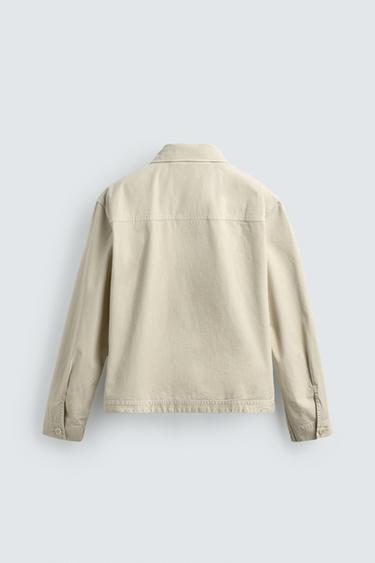 REGULAR FIT POPLIN OVERSHIRT - Sand by Zara - Image 6