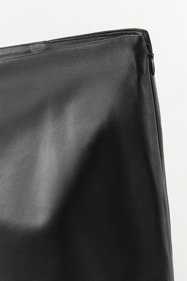 Zara LACE LEATHER SHORTS - Black